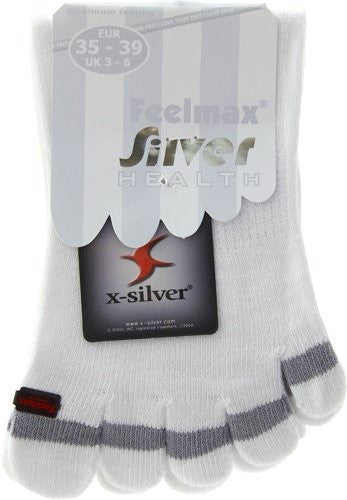 Feelmax Toe Socks Silver Health Solid White (NO STRIPE ON TOES) Ladies' Shoe Size 5 - 8