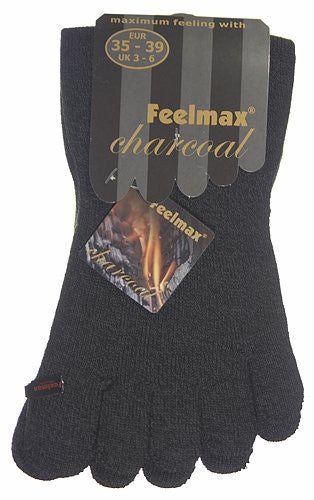 Feelmax Charcoal Toe Socks Ladies Shoe Size 8.5 - 11 and Men's Shoe Size 7 - 9.5