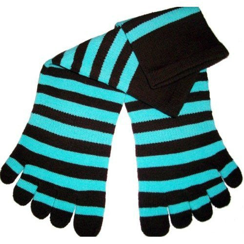 Feelmax Toe Socks Basic Cotton Brown/Turquoise Ladies Shoe Size 5  - 8